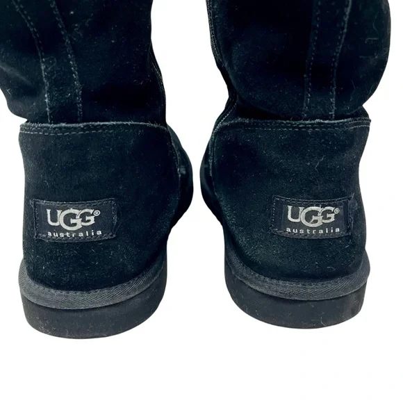 UGG Black Suede Zip Sunshine Tall Boots Sz 6 Shearling Winter Snow Classic 90s - Picture 7 of 14